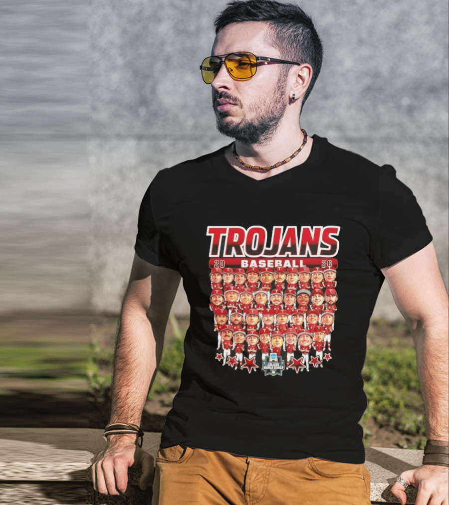 Trojans 2026 Baseball Team Caricatures NCAA College World Series T-Shirt