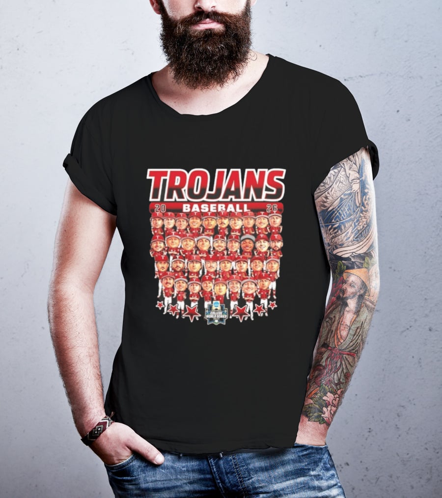 Trojans 2026 Baseball Team Caricatures NCAA College World Series T-Shirt