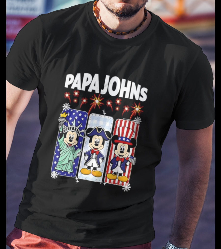 Papa Johns Mickey Mouse America 250th Anniversary Celebration T-Shirt