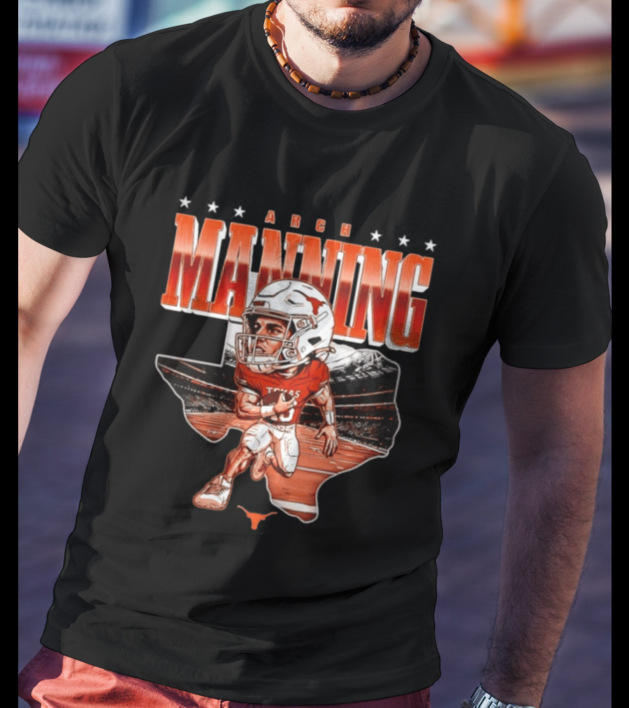 Arch Manning 16 Texas Longhorns NCAA Football Caricature Texas Stadium T-Shirt