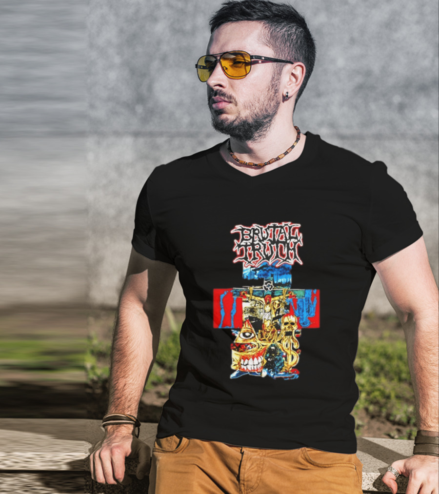 Brutal Truth Crucifix Skull Grindcore Band T-Shirt