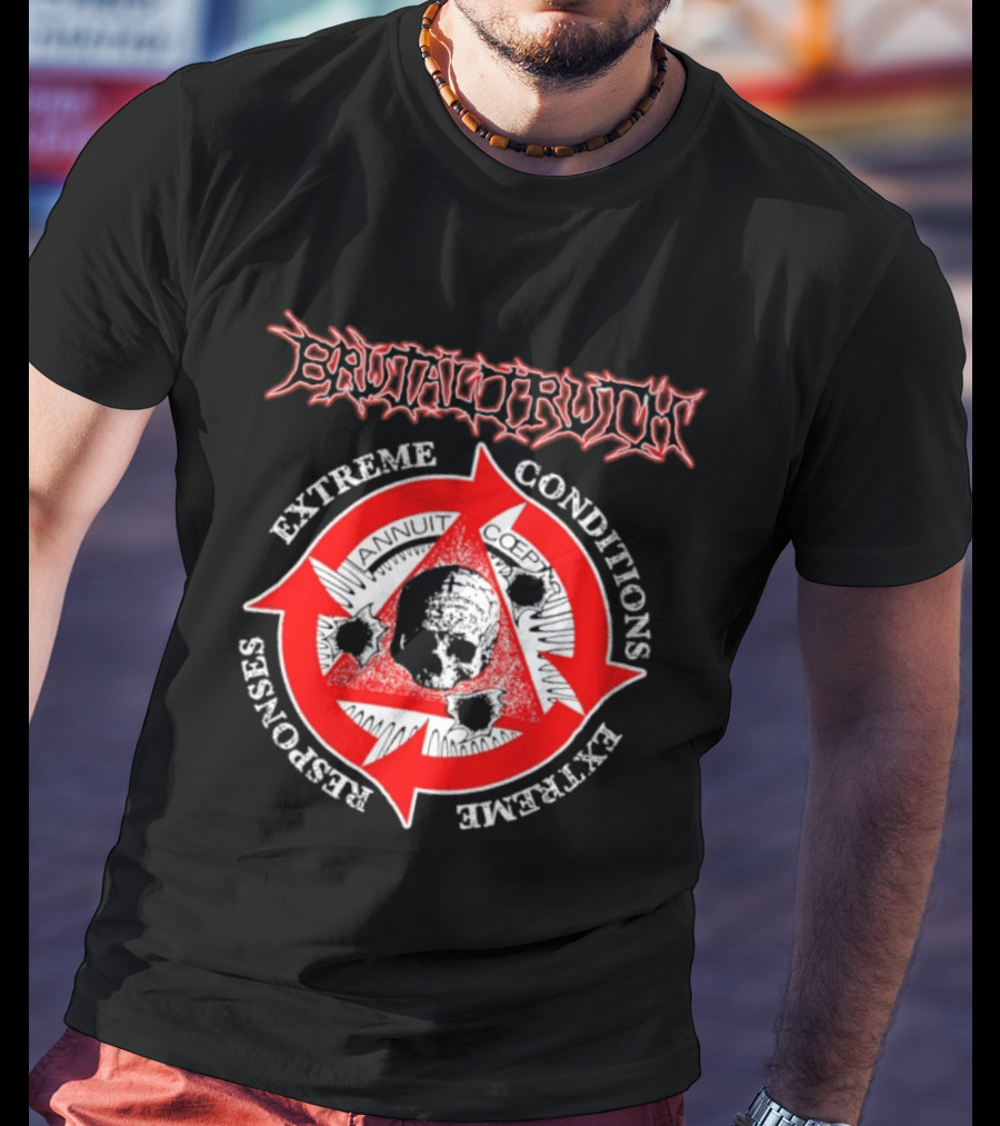 Brutal Truth Extreme Conditions Extreme Responses Skull Triangle Arrows T-Shirt