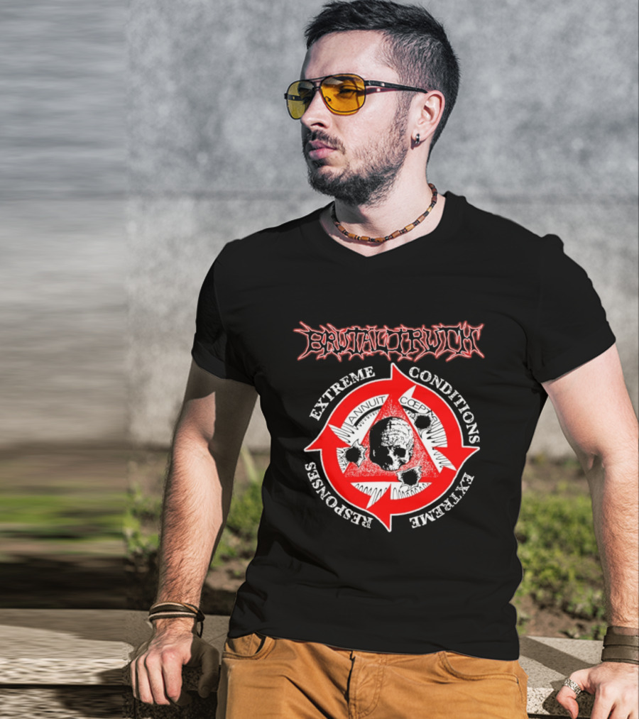Brutal Truth Extreme Conditions Extreme Responses Skull Triangle Arrows T-Shirt
