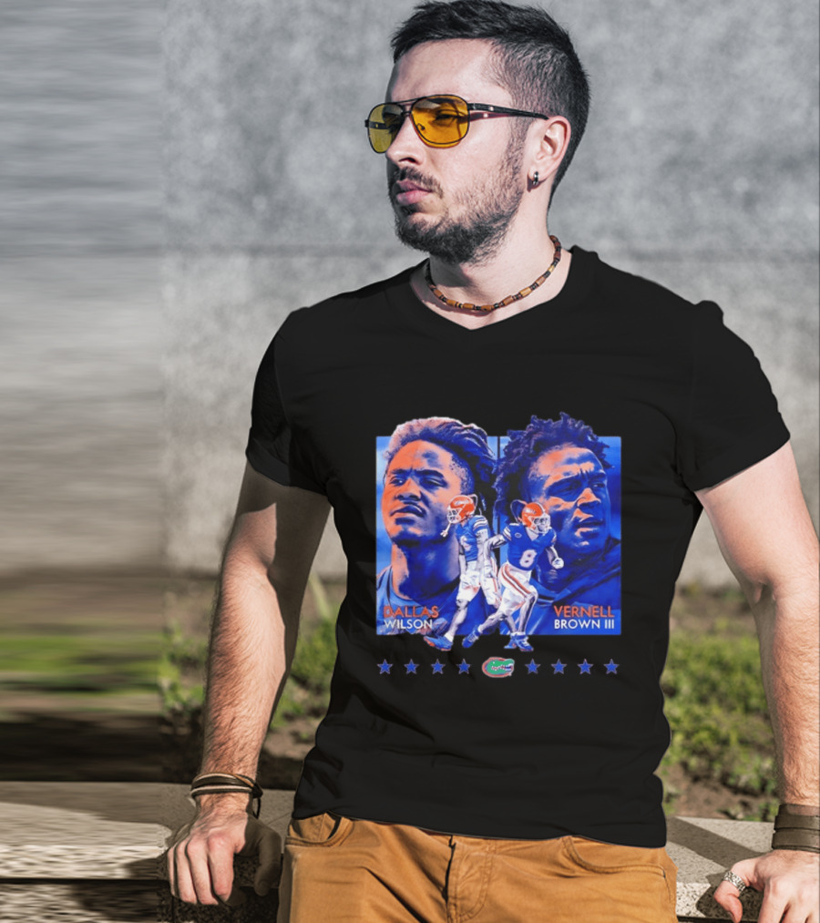 Dallas Wilson Vernell Brown III Florida Gators NCAA Football Player Portraits T-Shirt