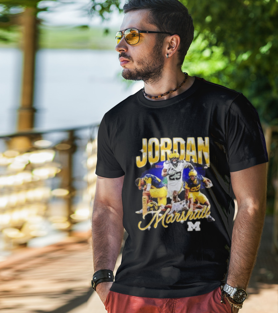 Jordan Marshall Michigan Wolverines 23 Football Collage T-Shirt