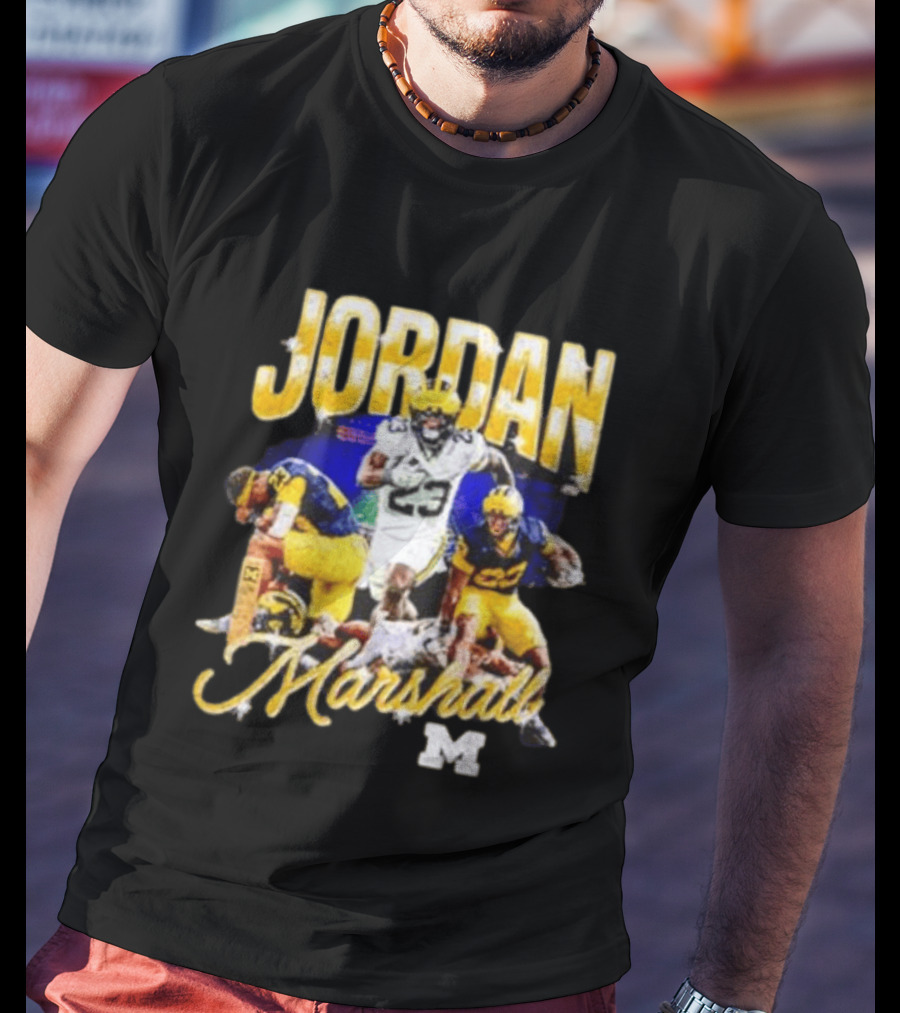 Jordan Marshall Michigan Wolverines 23 Football Collage T-Shirt