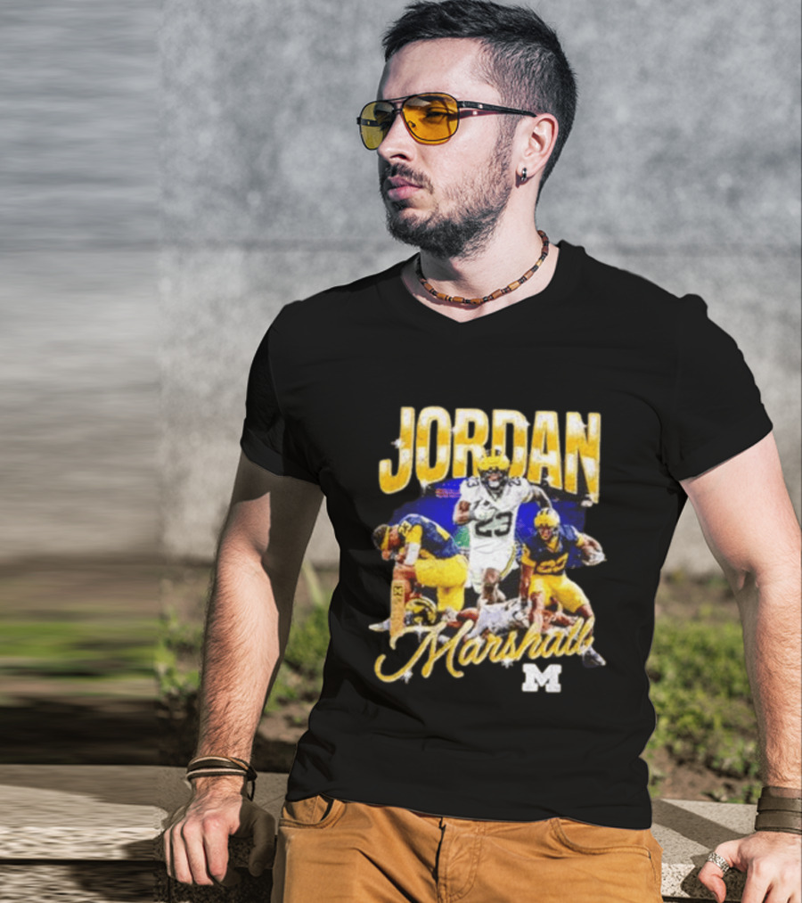 Jordan Marshall Michigan Wolverines 23 Football Collage T-Shirt