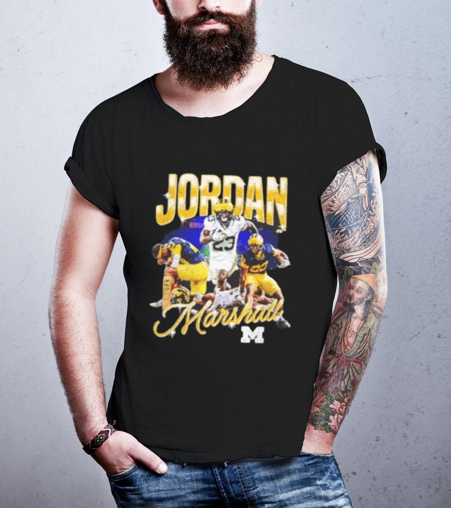Jordan Marshall Michigan Wolverines 23 Football Collage T-Shirt