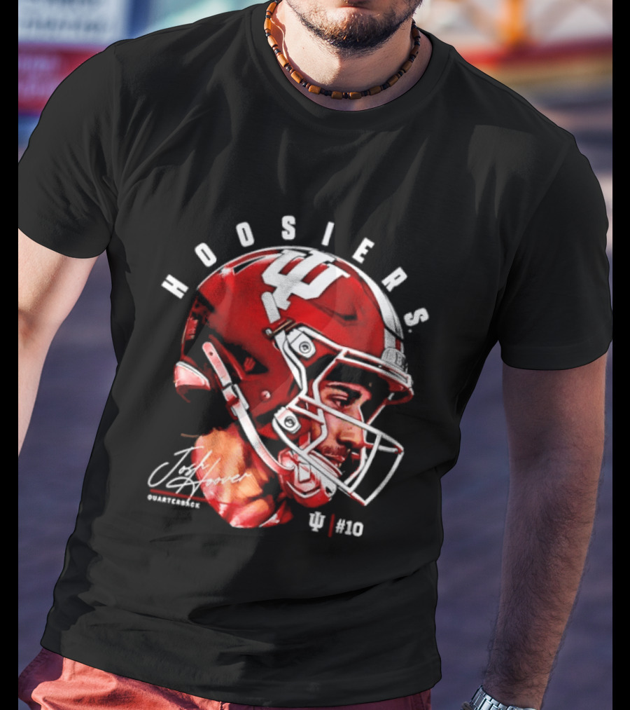 Josh Hoover 10 Indiana Hoosiers Football Helmet And Signature T-Shirt