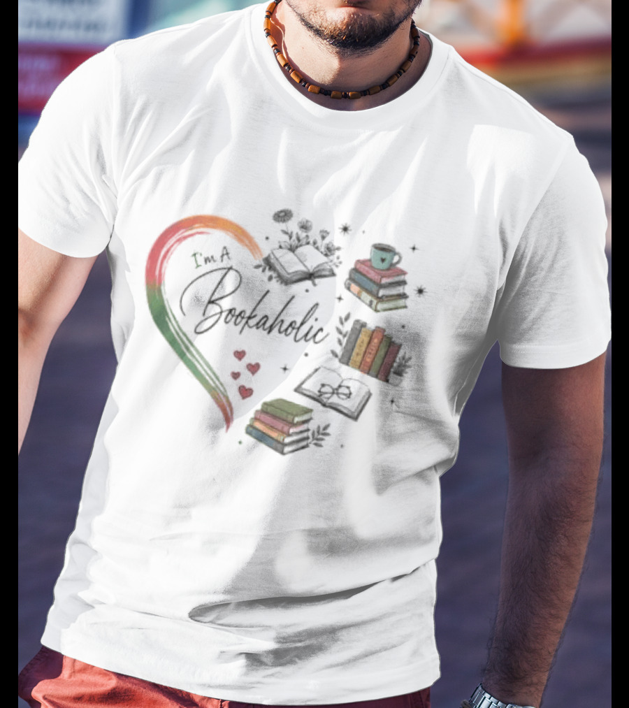 Bookaholic Heart With Books And Reading Lover T-Shirt