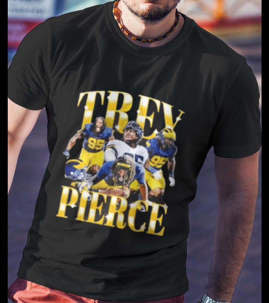 Trey Pierce Michigan Wolverines No 95 Football Collage T-Shirt