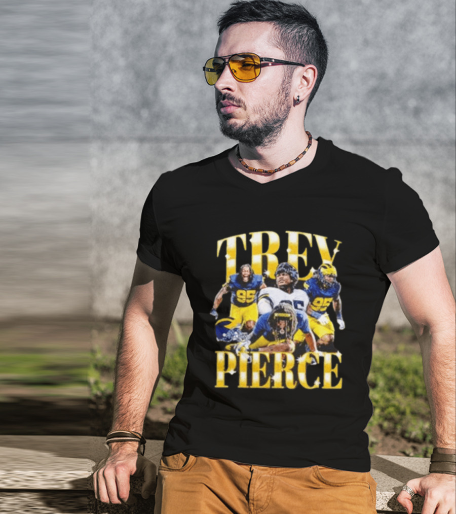 Trey Pierce Michigan Wolverines No 95 Football Collage T-Shirt