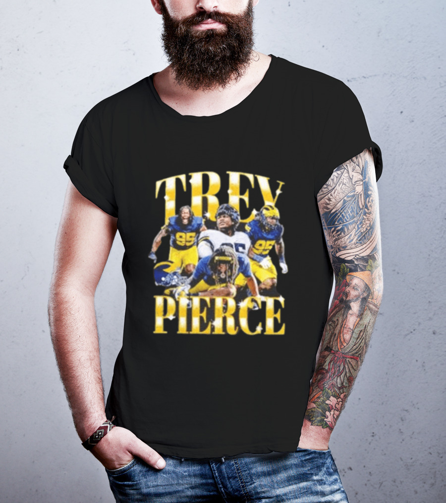 Trey Pierce Michigan Wolverines No 95 Football Collage T-Shirt