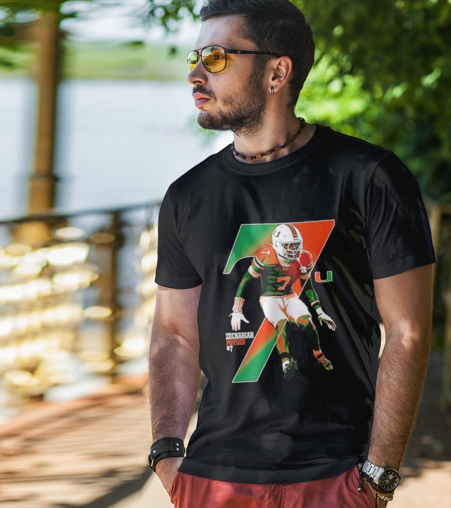 Zechariah Poyser 7 Miami Hurricanes NCAA Football Player T-Shirt