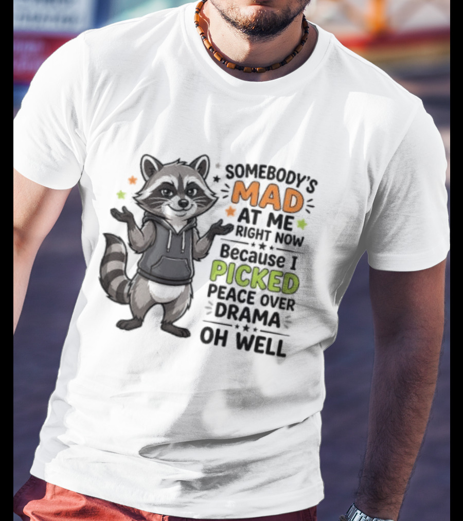 Somebody's Mad At Me Because I Picked Peace Over Drama Raccoon Oh Well T-Shirt