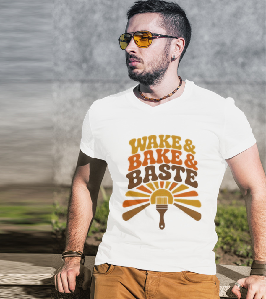 Wake And Bake And Baste With Sunrise Spatula Cooking T-Shirt