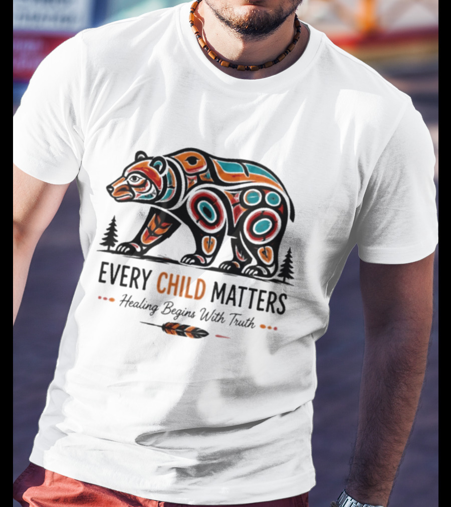 Every Child Matters Bear Healing Begins With Truth Indigenous T-Shirt