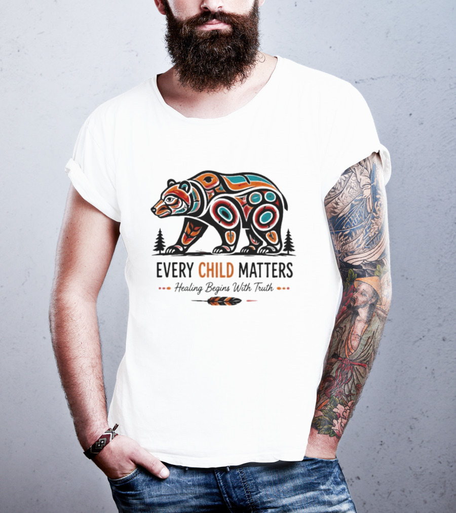Every Child Matters Bear Healing Begins With Truth Indigenous T-Shirt