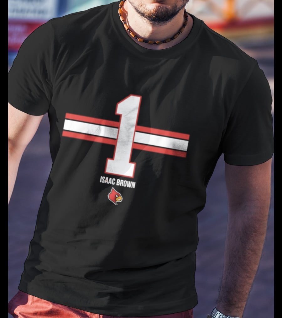 Isaac Brown 1 Louisville Cardinals NCAA Football Number T-Shirt