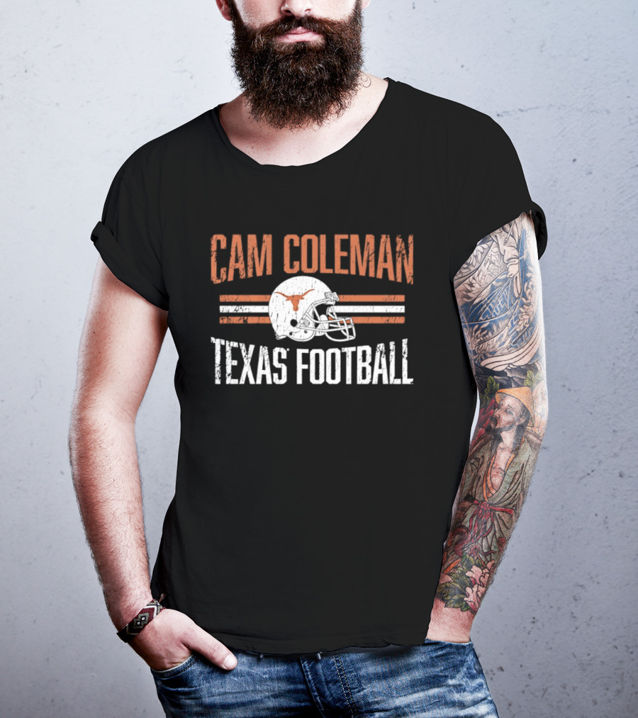 Cam Coleman Texas Longhorns NCAA Football Helmet Hero Texas Football T-Shirt