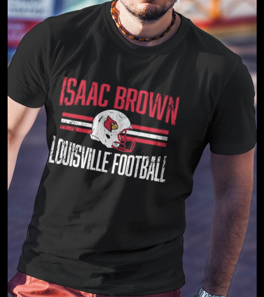 Isaac Brown Louisville Football Cardinals Helmet T-Shirt
