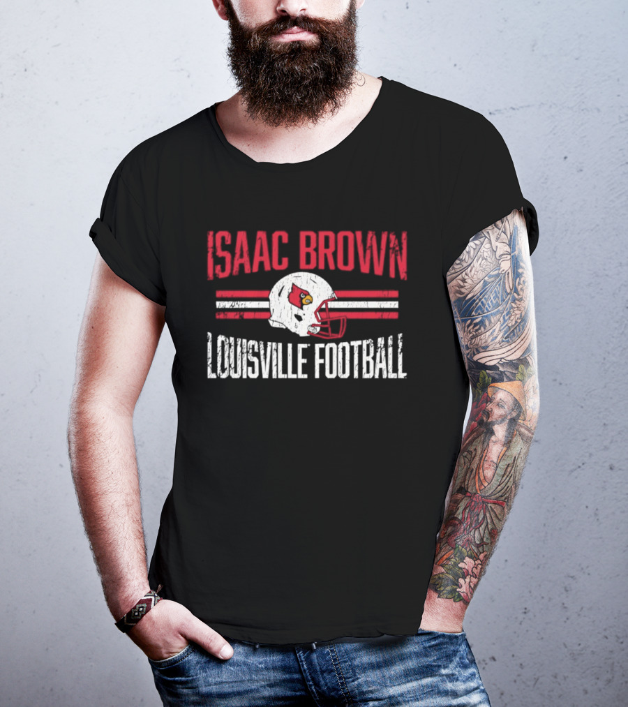 Isaac Brown Louisville Football Cardinals Helmet T-Shirt