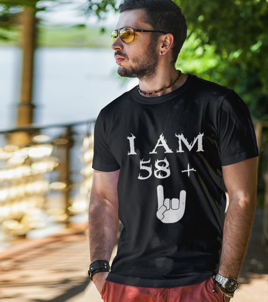 I Am 58 Plus Rock Hand Gesture T-Shirt