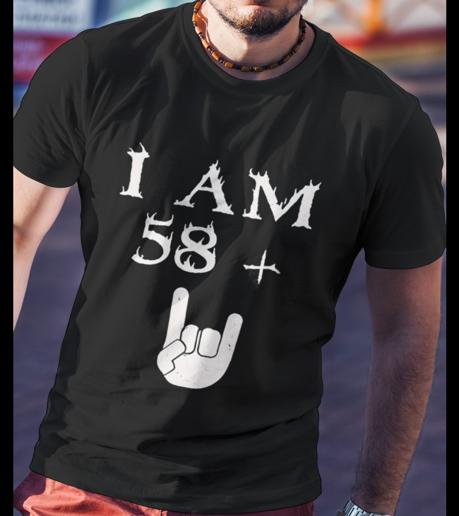 I Am 58 Plus Rock Hand Gesture T-Shirt