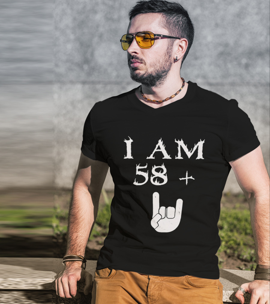 I Am 58 Plus Rock Hand Gesture T-Shirt