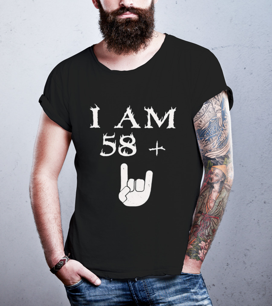 I Am 58 Plus Rock Hand Gesture T-Shirt
