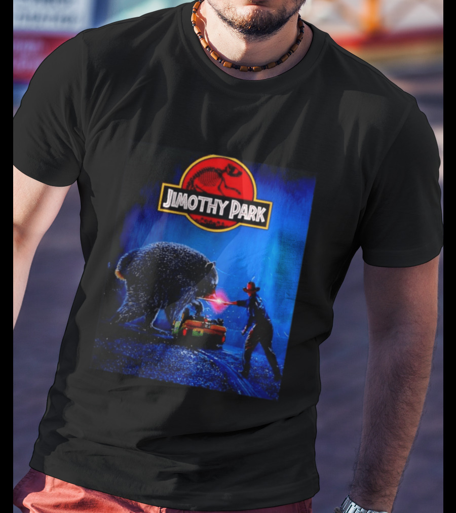 Jimothy Park Dinosaur Adventure Lampoon With Bear Scene T-Shirt