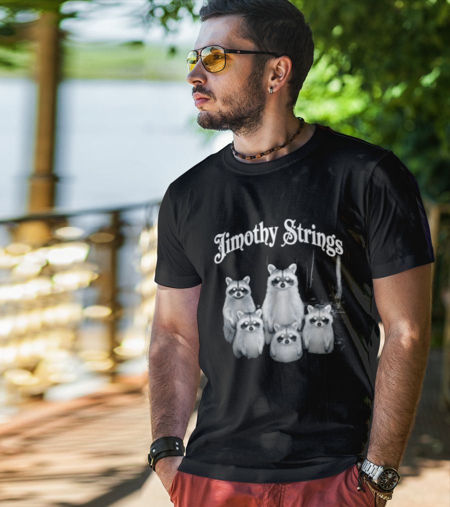 Jimothy Strings Cute Raccoon Family T-Shirt
