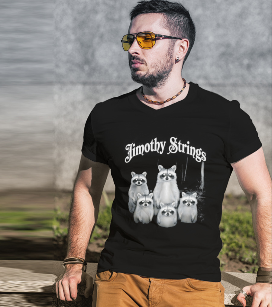 Jimothy Strings Cute Raccoon Family T-Shirt