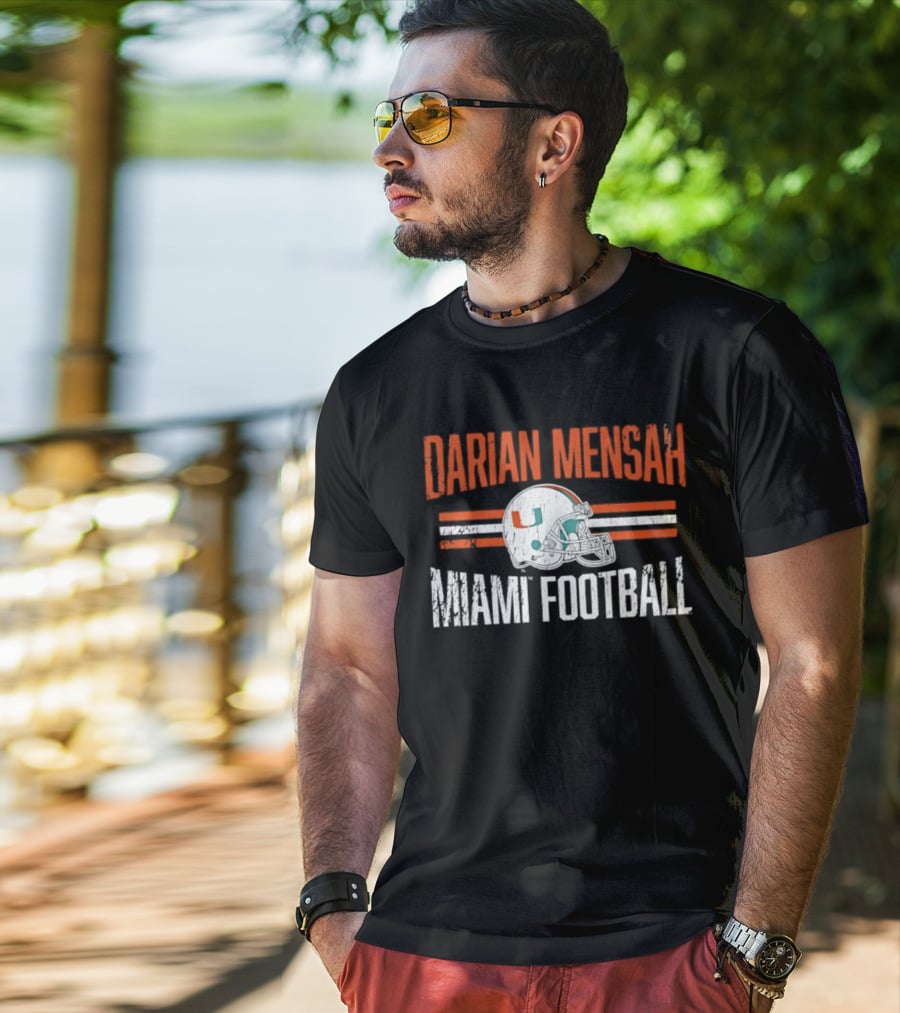 Darian Mensah Miami Football NCAA Hurricanes Helmet Hero T-Shirt