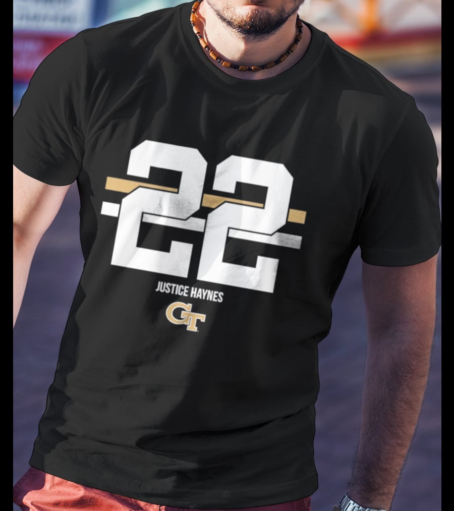 Justice Haynes 22 Georgia Tech GT NCAA Football T-Shirt
