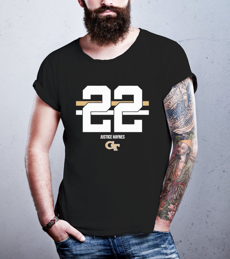 Justice Haynes 22 Georgia Tech GT NCAA Football T-Shirt