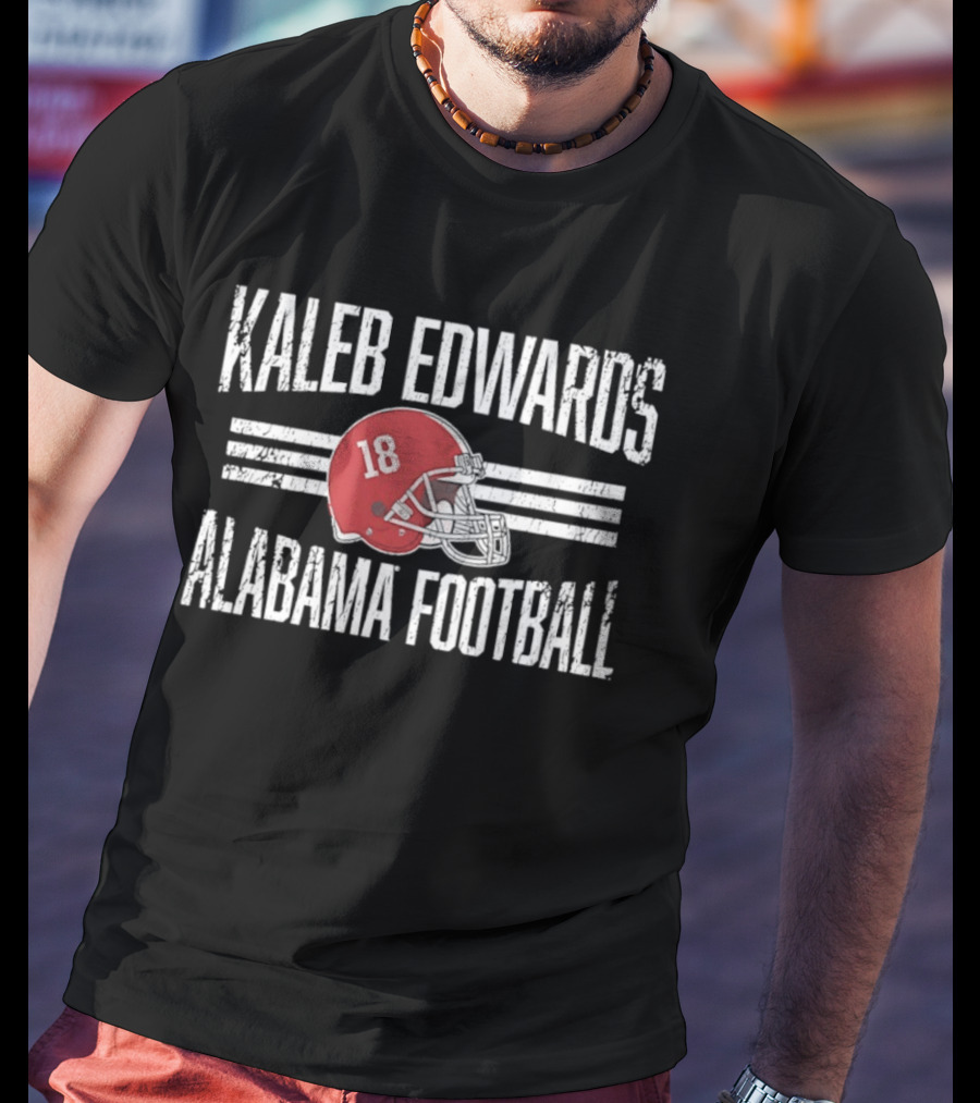 Kaleb Edwards 18 Alabama Football Helmet Hero T-Shirt