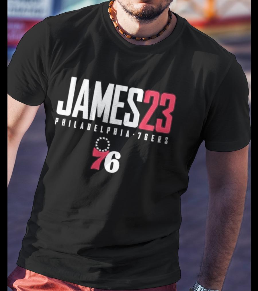 LeBron James 23 Philadelphia 76ers Distressed NBA Jersey T-Shirt