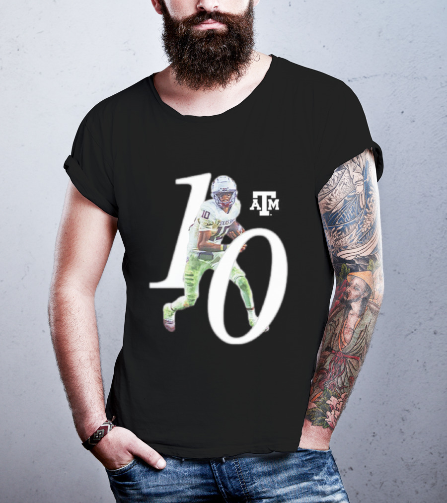 Texas A&M Aggies Marcel Reed 10 Football Player Action Pose T-Shirt