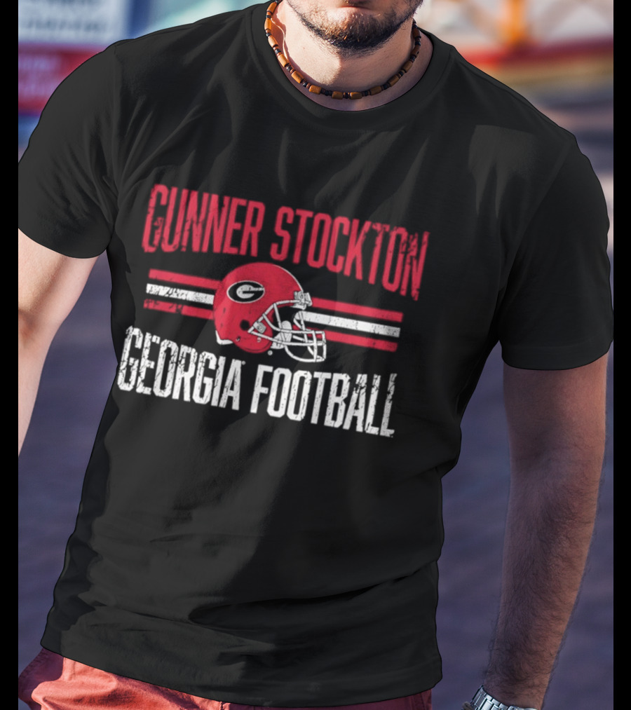 Gunner Stockton Georgia Football Helmet UGA Bulldogs NCAA T-Shirt