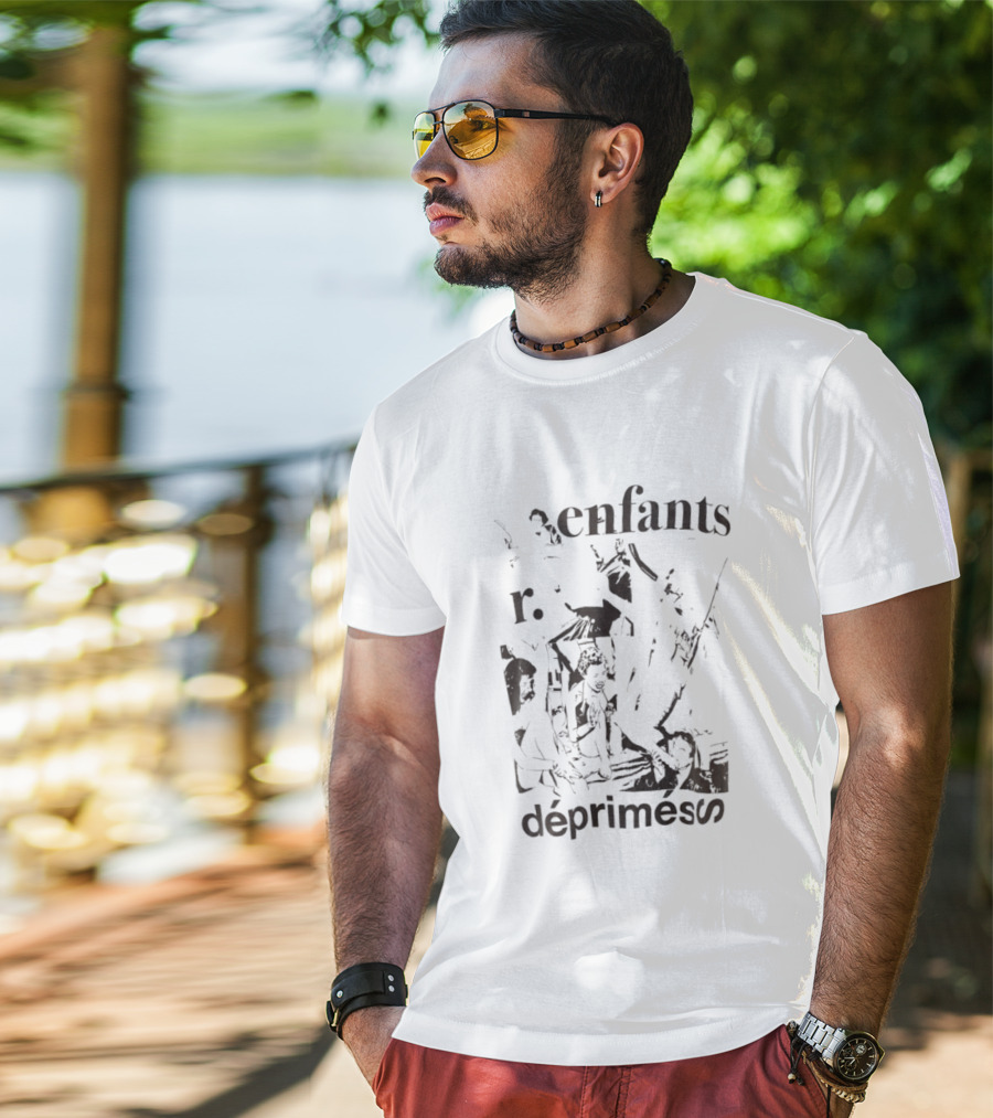 Enfants R Deprimes Monochrome Sketch Print T-Shirt
