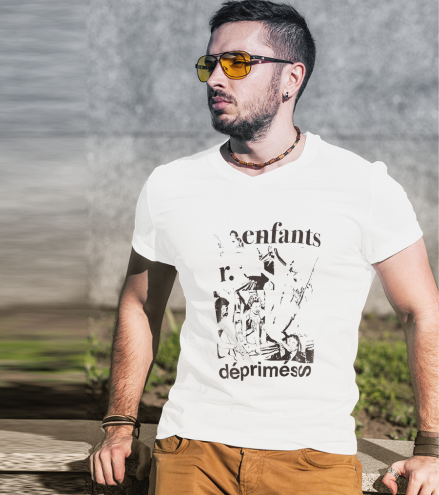 Enfants R Deprimes Monochrome Sketch Print T-Shirt