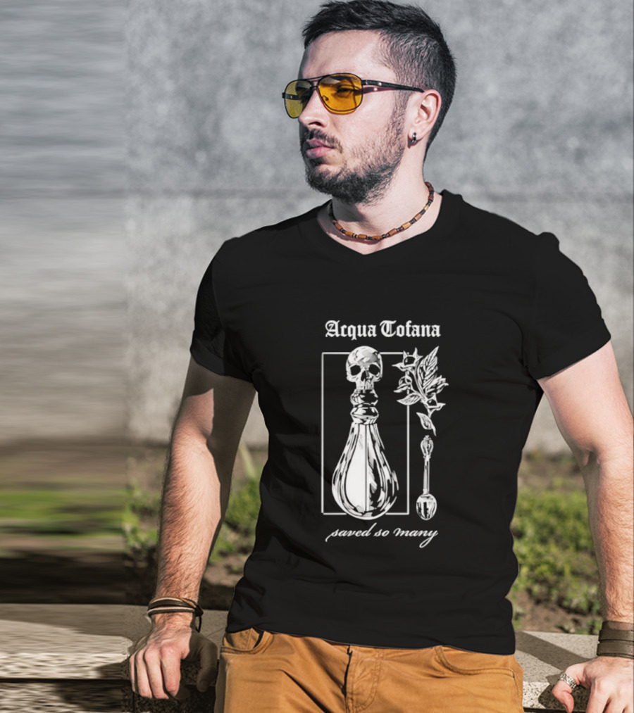 Acqua Tofana Poison History Saved So Many Mystical Skull Bottle And Herb Motif T-Shirt