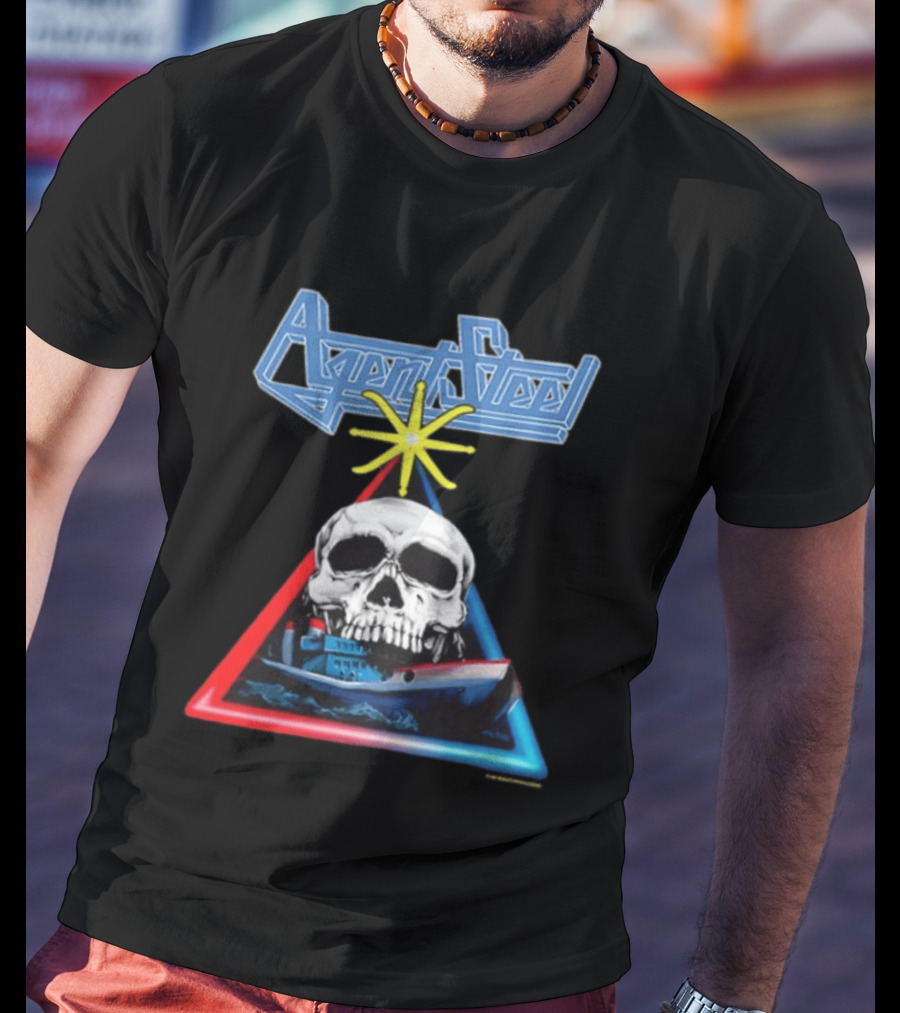 Agent Steel The Road To Atlantis Tour 1987 Skull Ship London Hamburg Two Sided T-Shirt