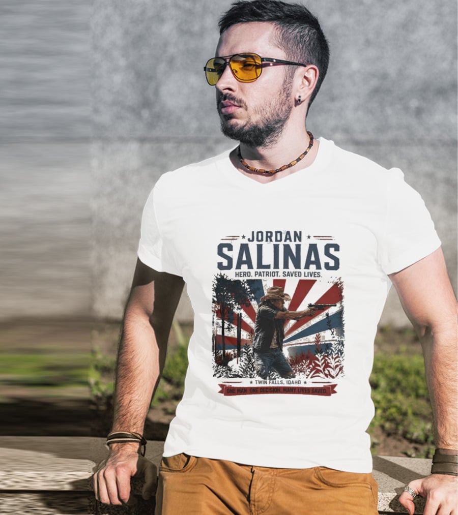 Jordan Salinas Hero Patriot Saved Lives Twin Falls Idaho T-Shirt