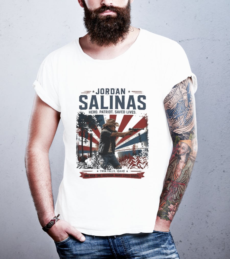 Jordan Salinas Hero Patriot Saved Lives Twin Falls Idaho T-Shirt
