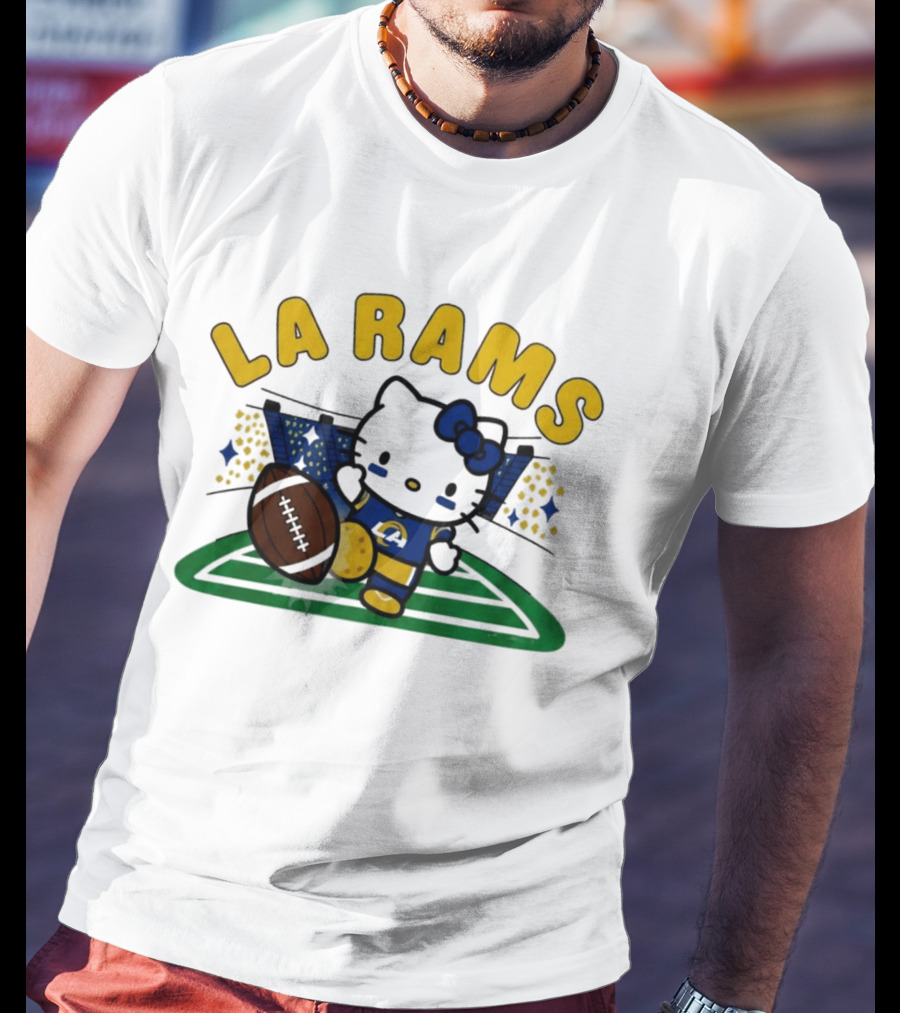LA Rams Hello Kitty Football Kicking Stadium Scene T-Shirt
