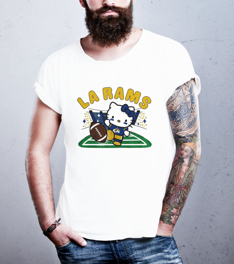 LA Rams Hello Kitty Football Kicking Stadium Scene T-Shirt