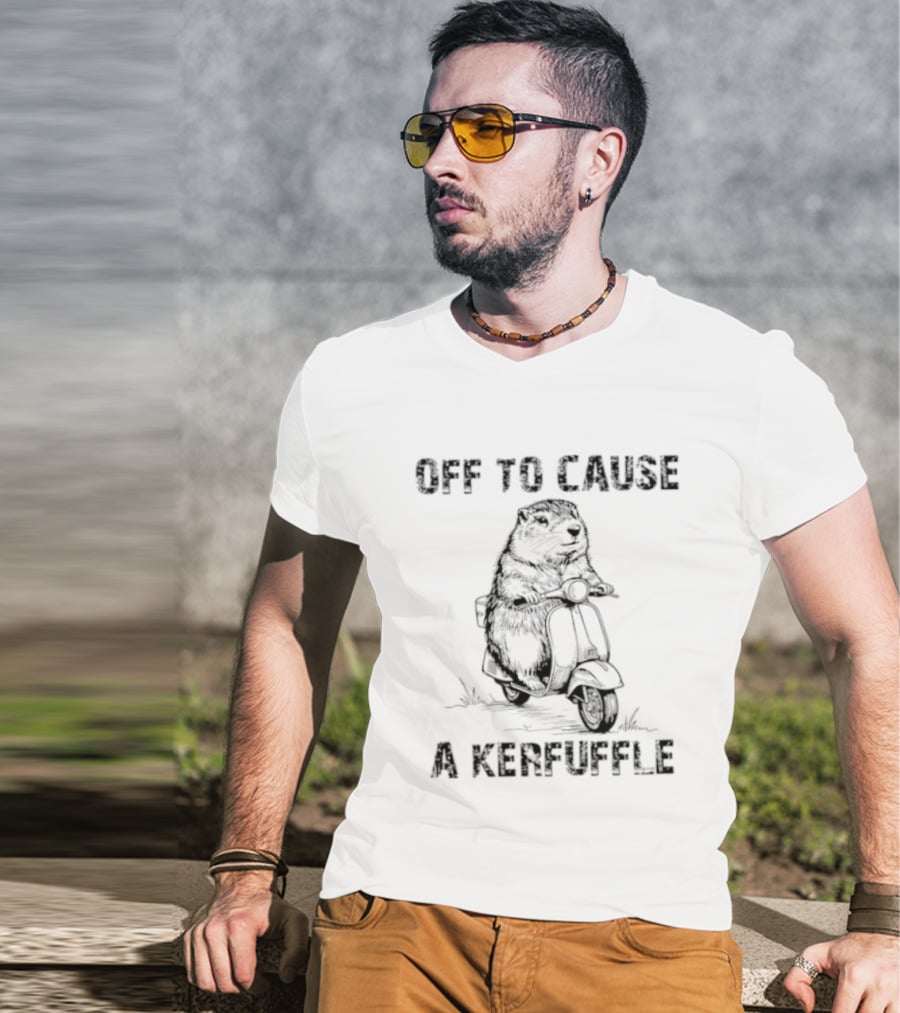 Off To Cause A Kerfuffle Groundhog Scooter Fun T-Shirt