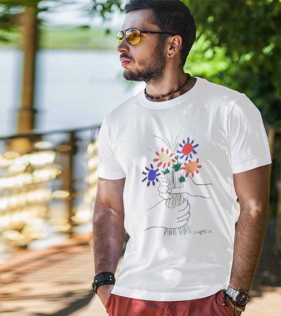 PEACE FOR ALL Uniqlo Tom Mayo Woodman Pablo Picasso Flower T-Shirt